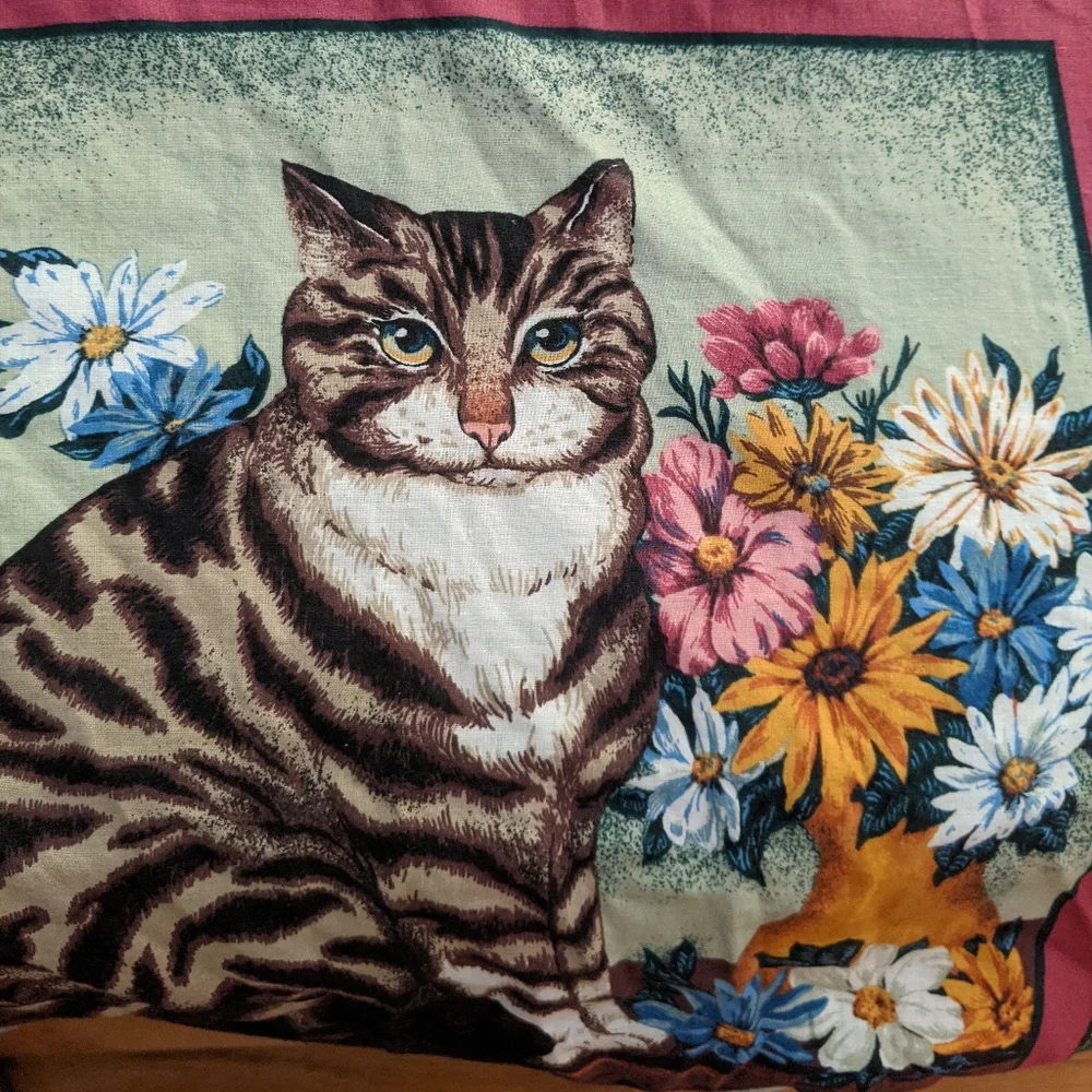 Vintage Cat Panels Quilt top, pieced, ready for quilting, lap size 43